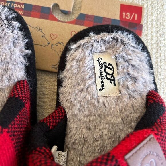 Dearfoams Lil Bear Buffalo Check Clog Slipper NWT - Picture 5 of 13
